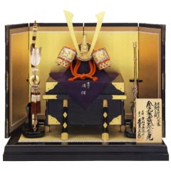 五月人形: 粟田口清信作　本金箔押　正絹朱糸縅総裏白檀15号兜　久月監製