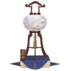盆提灯: 銘木紫檀10号絹二重絵入特上桐箱入（木製・電気コード式）