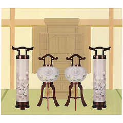 盆提灯: ワインミニセット（木製）【家紋代込】