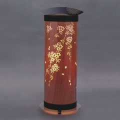 盆提灯: ANDON L 桜 切り絵 突き板 木製 電気コード式