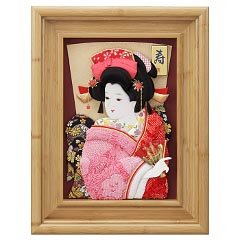 羽子板・破魔弓: 絞り押絵付額飾り　寿