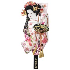 羽子板・破魔弓: 友禅正絹押絵板　京染正絹振袖　藤娘