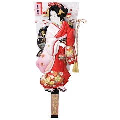 羽子板・破魔弓: 金襴金彩刺繍押絵板　小春　まり飾り