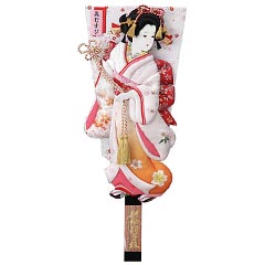 羽子板・破魔弓: 金襴金彩刺繍押絵板　小春　花結び