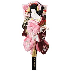羽子板・破魔弓: 正絹絞りベルベット刺繍押絵板　新桜小町振袖　道成寺