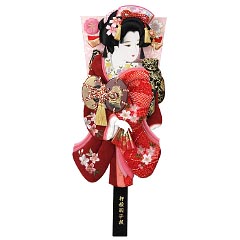 羽子板・破魔弓: 正絹絞りベルベット刺繍押絵板　新桜小町振袖　浅妻