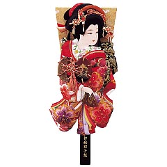 羽子板・破魔弓: 正絹金彩刺繍押絵板　古代正絹振袖　浅妻