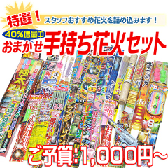 花火: 内容おまかせ　特選手持ち花火セット　点火用ローソクのおまけ付き！