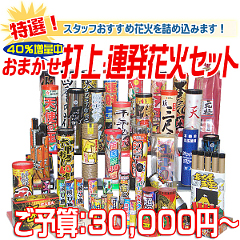 花火: 内容おまかせ　特選打上・連発花火セット　ご予算：30,000円～