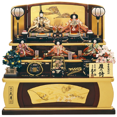 雛人形: 久月作　≪雛の詩≫　衣裳着　木製三段飾り　五人揃　小十番親王　小三五三賢女付