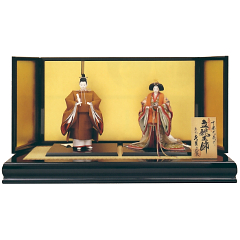 平安光義作　衣裳着　立親王飾り　正絹黄呂染　八番親王　久月監製