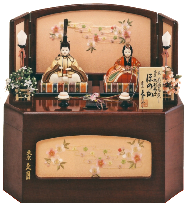 久月作　頭　杉田明十志原作　木目込　木村安子　春彩雛　木目込　親王収納飾り　オルゴール付