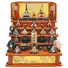 雛人形: 一秀作　久月監製　永徳雛　木目込　木製五段飾り　十五人揃