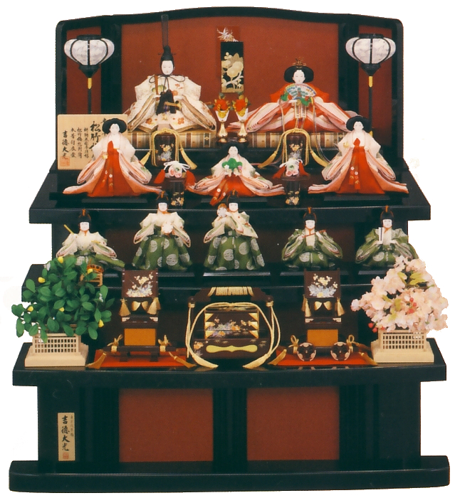 京十番親王　四寸　十人飾り　「松竹梅雛」