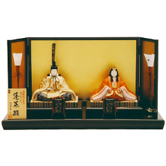 雛人形: 蓬莱雛　屏風別売（18号金沢箔屏風）