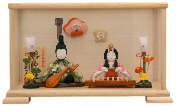 一秀作木目込み飾り　親王飾り（桃山雛0号・ケース入）