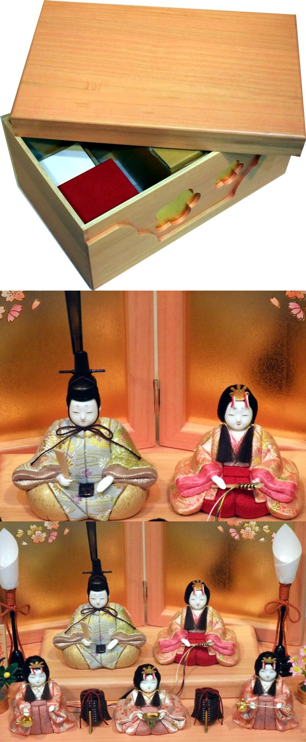 一秀作木目込み飾り　五人飾り（安土雛　1-5号・桐収納）