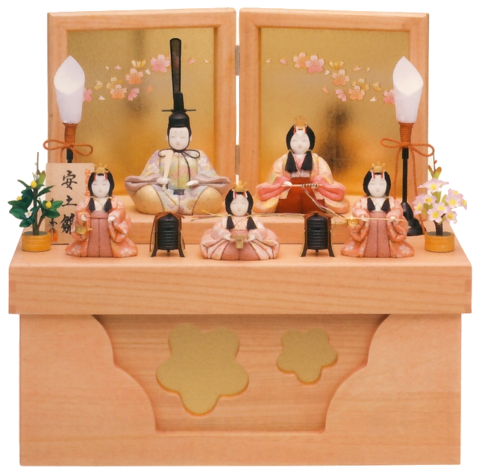 一秀作木目込み飾り 五人飾り(安土雛 1-5号・桐収納)