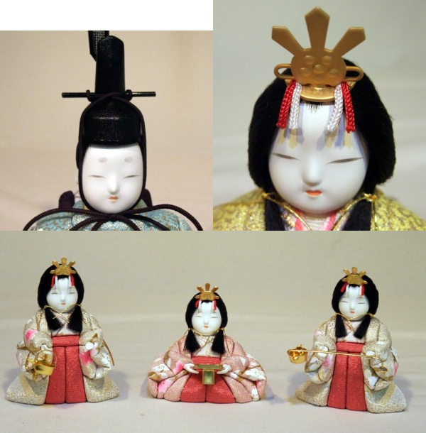 一秀作木目込み飾り　金彩　20号　収納五人飾り
