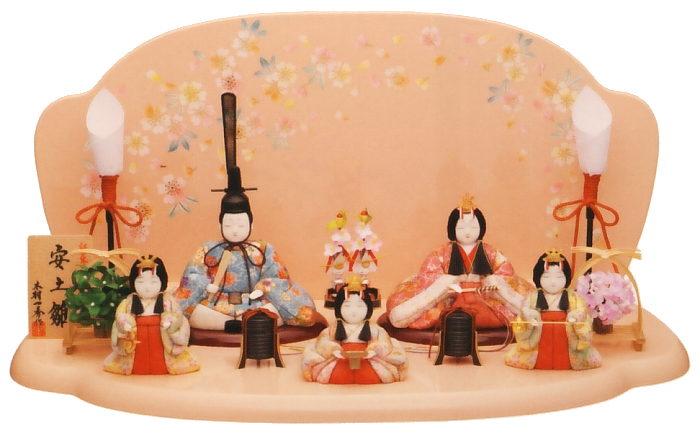 一秀作木目込み飾り　五人飾り（安土雛150号）