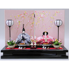雛人形: 親王飾り　京十一番親王　スパンコール付「波桜刺繍」