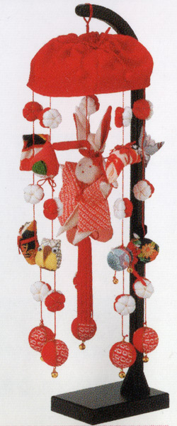 つるし雛 正絹小雪(兎) スタンド付き