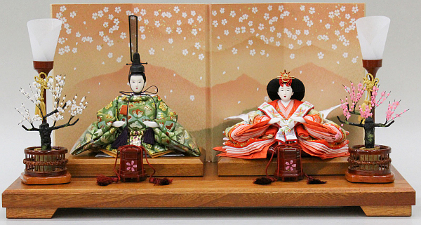 親王飾り　衣装着　金襴「吉祥松竹梅文様」　京十三番親王　【42-1149】