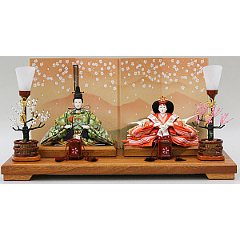 親王飾り　衣装着　金襴「吉祥松竹梅文様」　京十三番親王　【42-1149】