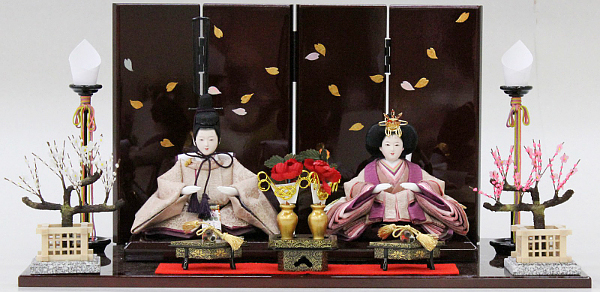 親王飾り　衣装着　正絹麹塵染「鳥入草花紋」　柳小親王　【42-1160】