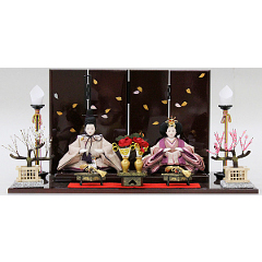 親王飾り　衣装着　正絹麹塵染「鳥入草花紋」　柳小親王　【42-1160】