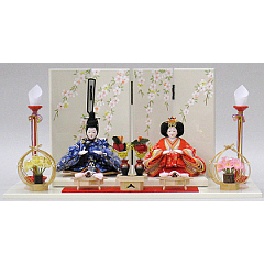 親王飾り　衣装着　ちりめん友禅「あられ小梅」　柳小親王　【42-1161】