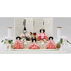 五人飾り　衣装着　金襴「小桜尽くし」　柳小親王　柳小官女　【42-1361】