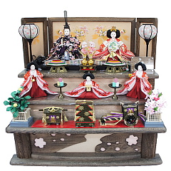 隆山作 雛人形 三段飾り 五人飾り 【49SS1340】