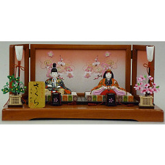 大里彩作　親王飾り　紅白梅刺繍屏風　【4FK2101】