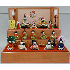 大里彩作 桐製収納箱 十五人収納箱飾り 木目込雛人形セット 【4FK2402】