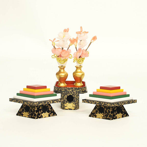 雛人形 フジキ 陽菜作 会津塗り 桃園雛 親王収納飾り 詳細画像