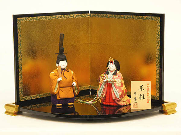 原孝洲作　東宮雛　木目込み雛人形　立雛飾り　屏風付