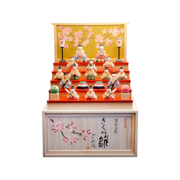伊予一刀彫 さくら雛 十五人飾り（小）