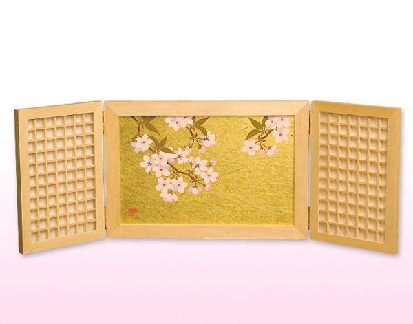 雛人形 南雲工房 伊予一刀彫 三曲屏風 桜 詳細画像