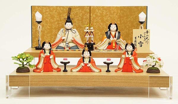 木目込五人飾り 幸一光作 正絹 小雪