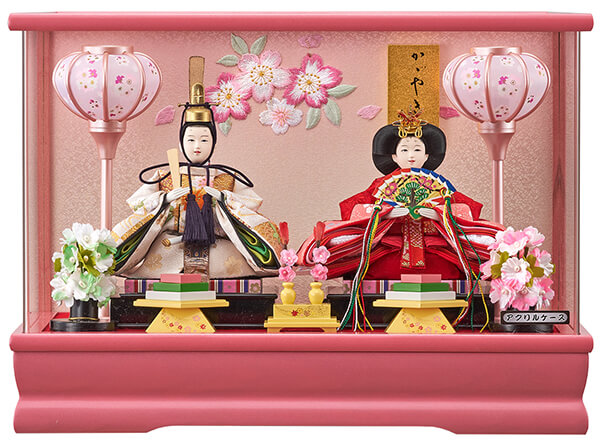 琴乃 豆親王飾 桃 オルゴール付 彩色LG塗アクリルケース飾り 刺繍バック