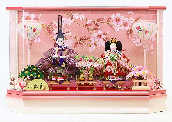 久月 ケース飾り 親王飾り 小三五親王 アクリルケース オルゴール付