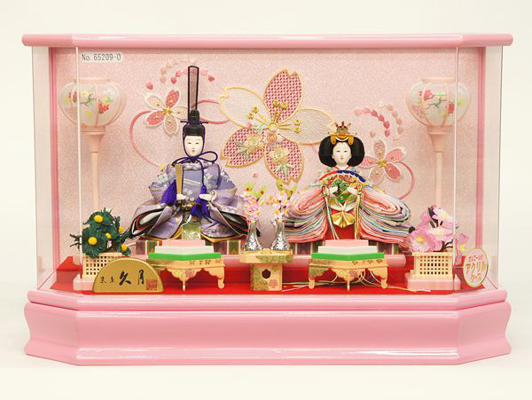 久月 衣裳着ケース飾り 親王飾り 芥子親王 アクリルケース オルゴール付
