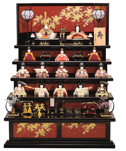 東玉工房　賢一　寿　（ことほぎ）　龍村裂　（たつむらぎれ）　十五人飾り
