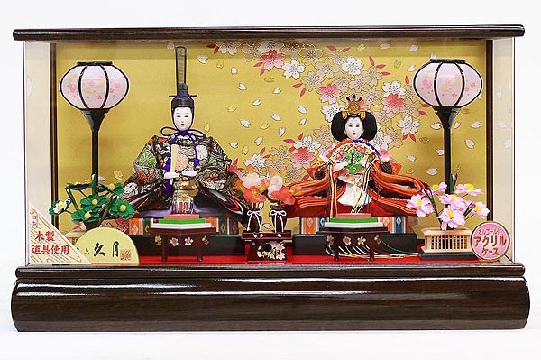 久月 ケース飾り 親王飾り 芥子親王 アクリルケース オルゴール付
