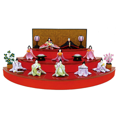 雛人形: 扇面三段和み雛