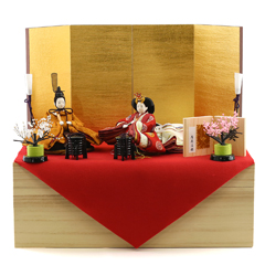 柴田家千代作 衣装着 葵 平安 黄櫨染 唐花文様 柳親王 収納飾り | 収納タイプの親王飾り