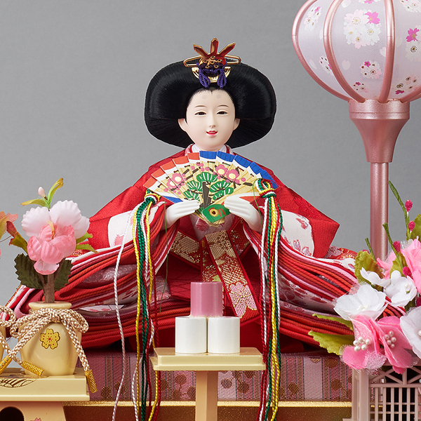 藤翁　 雛人形　愛里 小三五親王 桃 彩色ＬＧ塗 アクリルケース飾り　詳細画像