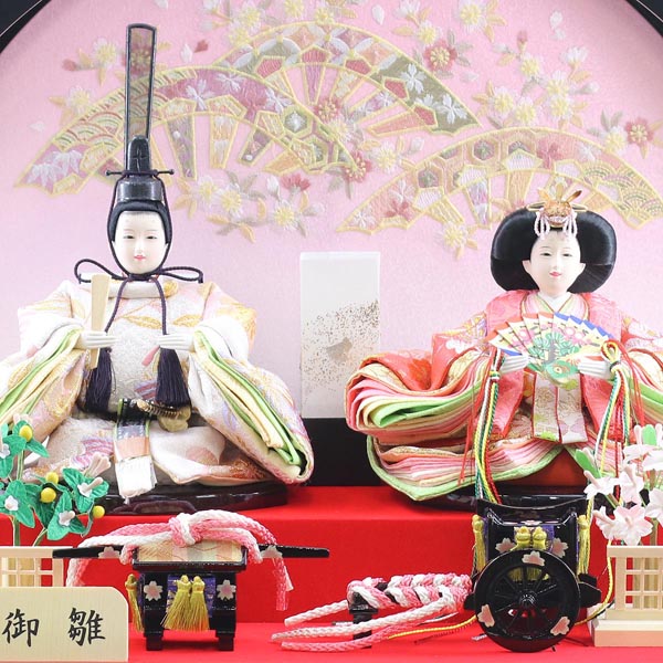 雛人形 円形 丸型 黒塗り アクリルケース 親王飾り HNH-333000 ケース飾り 平安豊久 ひな人形