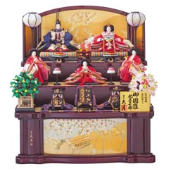 久月 御園雛 衣裳着 木製五人飾り 金彩刺繍 十番親王 三五官女 【D-18/K-35】 | 三人官女もいるよ！三段飾り